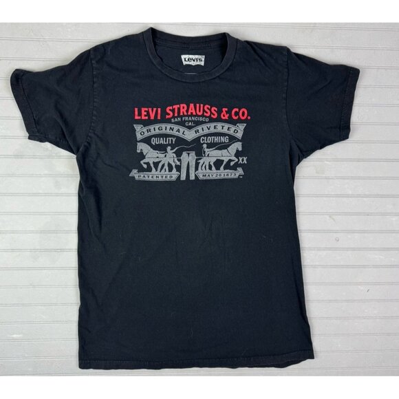 Levis Size M Mens T Shirt Black Short Sleeve Logo - Picture 1 of 4